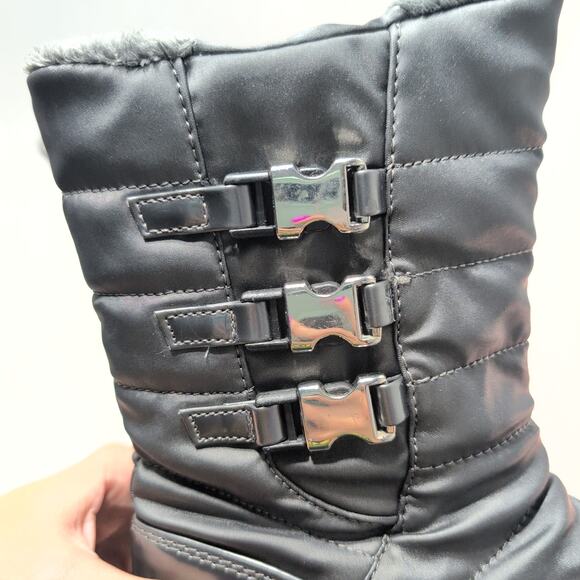 Totes Side Buckle Rain/Snow Boots Faux Fur Lined Women's Size 7 Gray - Picture 4 of 7